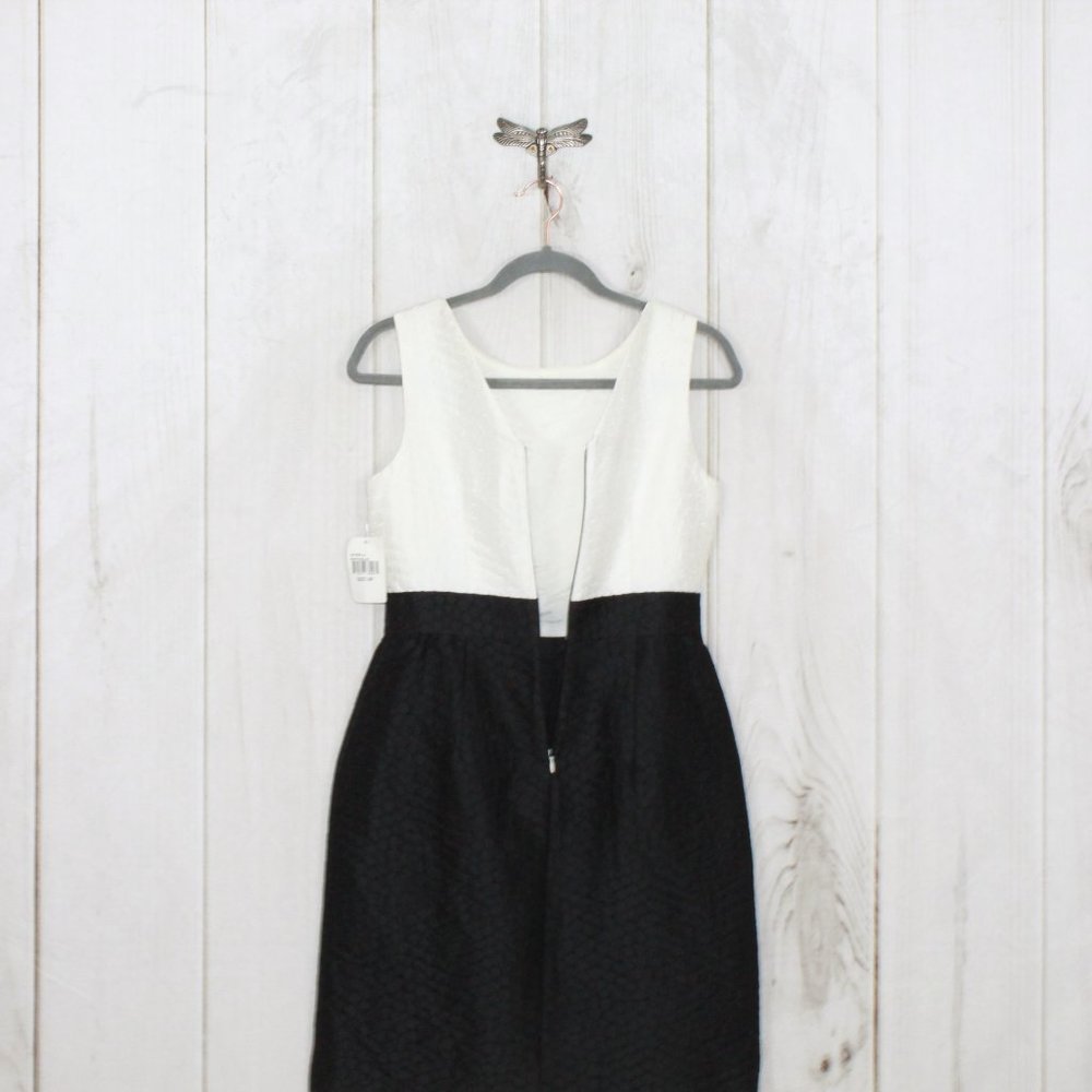 NWT! Ivy + Blue Maggy Boutique Black White Back Zip Textured Combo Dress Size 4P - Picture 8 of 12